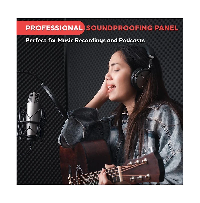 Pyle PSiP24 Acoustic Isolation Absorber Shield Sound Wall Panel Studio Foam Dampening Wedge with Adjustable Stand Charcoal Gray