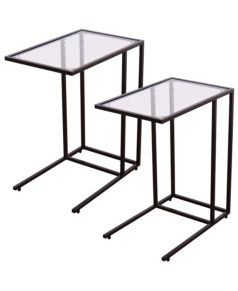 Costway Coffee Tray Side Sofa End Table Ottoman Couch Stand Tv Lap W/Glass Top