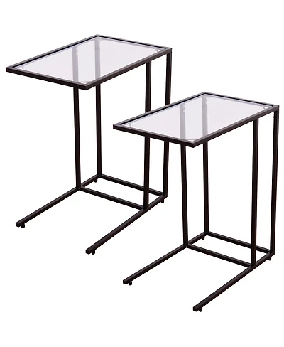 Costway Coffee Tray Side Sofa End Table Ottoman Couch Stand Tv Lap W/Glass Top