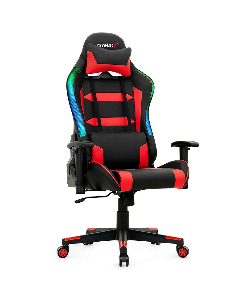 Gymax Gaming Chair Adjustable Swivel Computer Chair w/ Led Lights & Remote