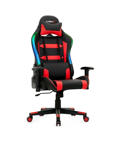 Gymax Gaming Chair Adjustable Swivel Computer Chair w/ Led Lights & Remote