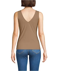 Lands' End Women's Tugless Double Layer Lace V-Neck Tank Top