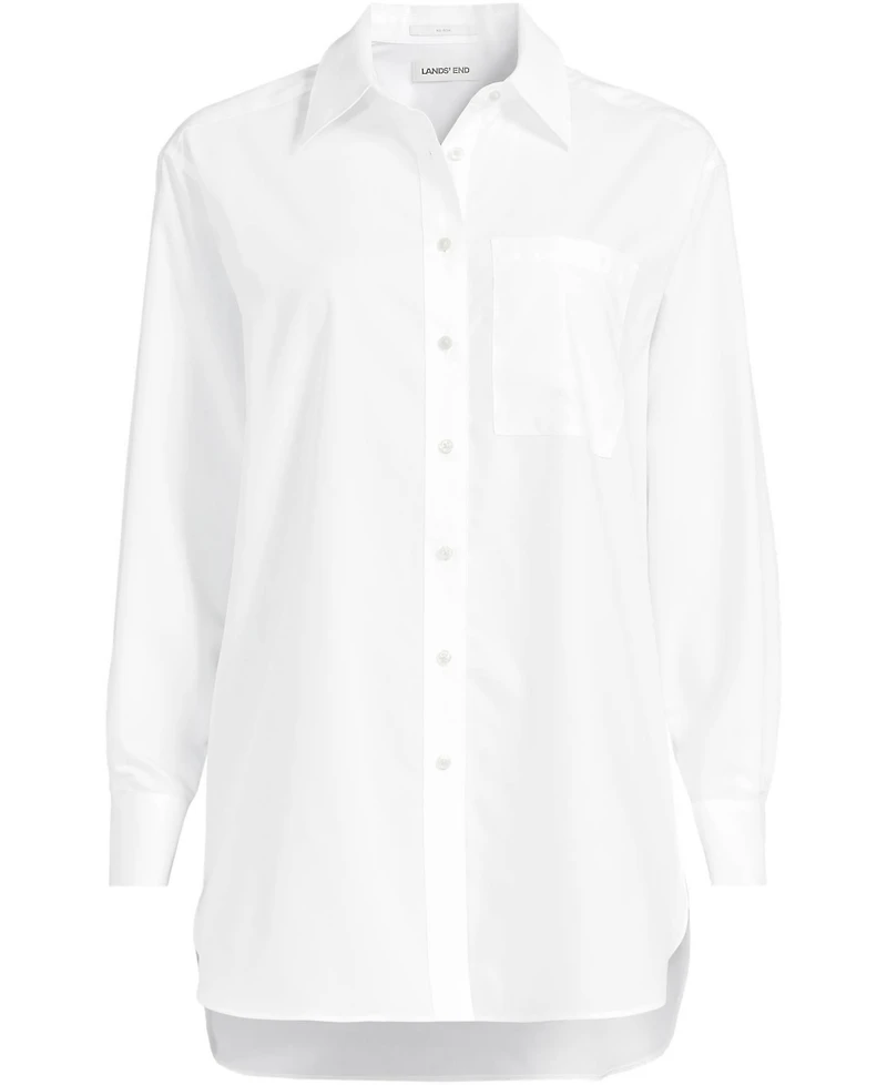 Lands' End Women's Oversized No Iron Tunic with Statement Collar Shirt