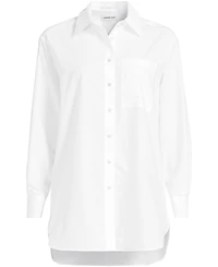 Lands' End Women's Oversized No Iron Tunic with Statement Collar Shirt
