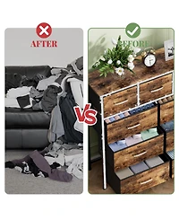Mr Ironstone 9 Drawer Dresser for Bedroom, Storage Organizer with 12 Drawers, Chest of Drawers with Fabric Bins, Sturdy Metal Frame, Wood Tabletop for