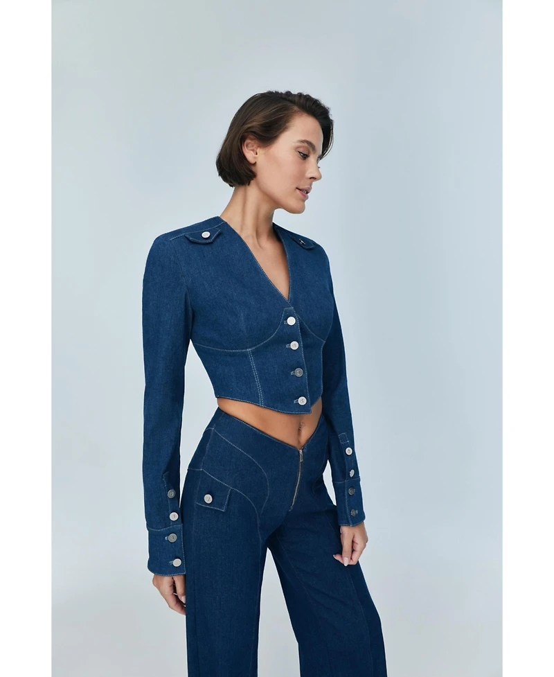 Jendue Women's Myla Corset Denim Top