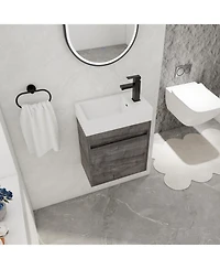 Casainc 18 Inch Bathroom Vanity with White Resin Sink and Soft-Close Cabinet Door