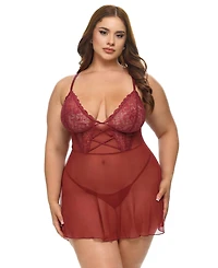 Oh La Cheri Women's Curvy Avery Sheer Babydoll