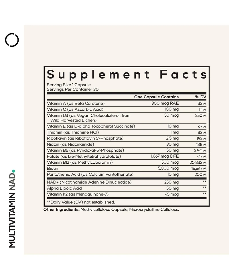 Codeage Multivitamin Nad Supplement - Nad+ Energy & Healthy Aging Support