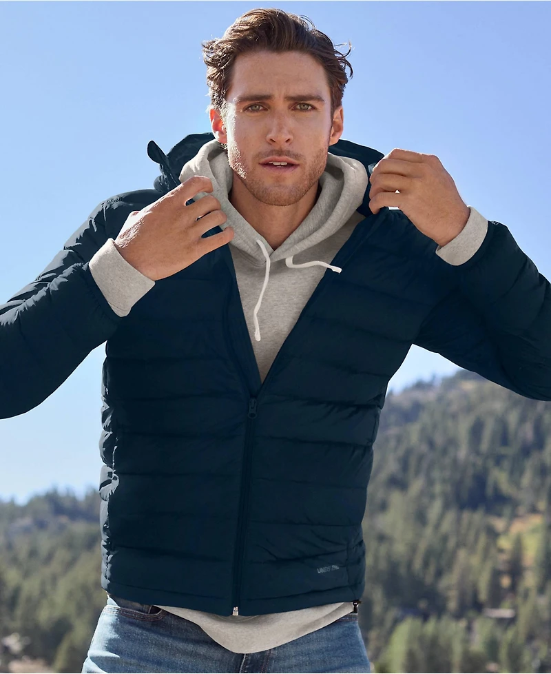 Lands' End Men's Tall Hooded Wanderweight Packable Down Jacket