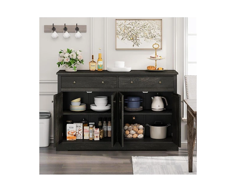 Casainc Storage Cabinet with Two Drawers and Four Doors