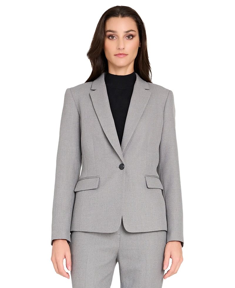 Tahari Asl Women's Herringbone Peak Lapel Blazer