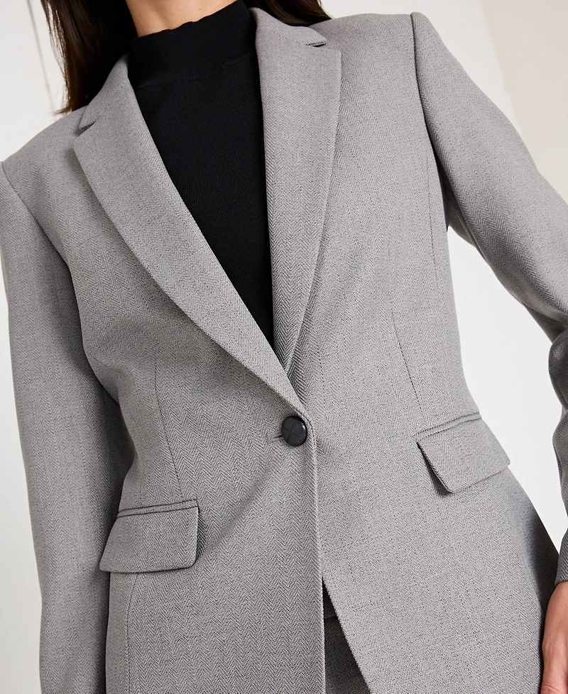 Tahari Asl Women's Herringbone Peak Lapel Blazer, Regular And Petite