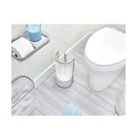 iDesign Fluted Plastic Toilet Brush and Holder - Clear/Satin/Gray