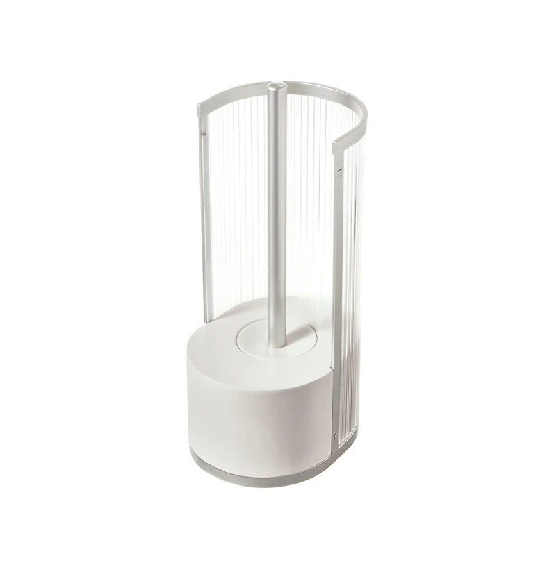 iDesign Fluted Plastic Toilet Brush and Holder - Clear/Satin/Gray