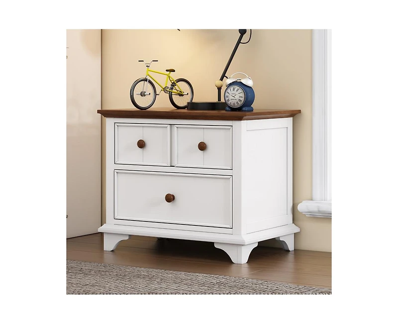 Casainc Wooden Small Cabinet with Two Drawer