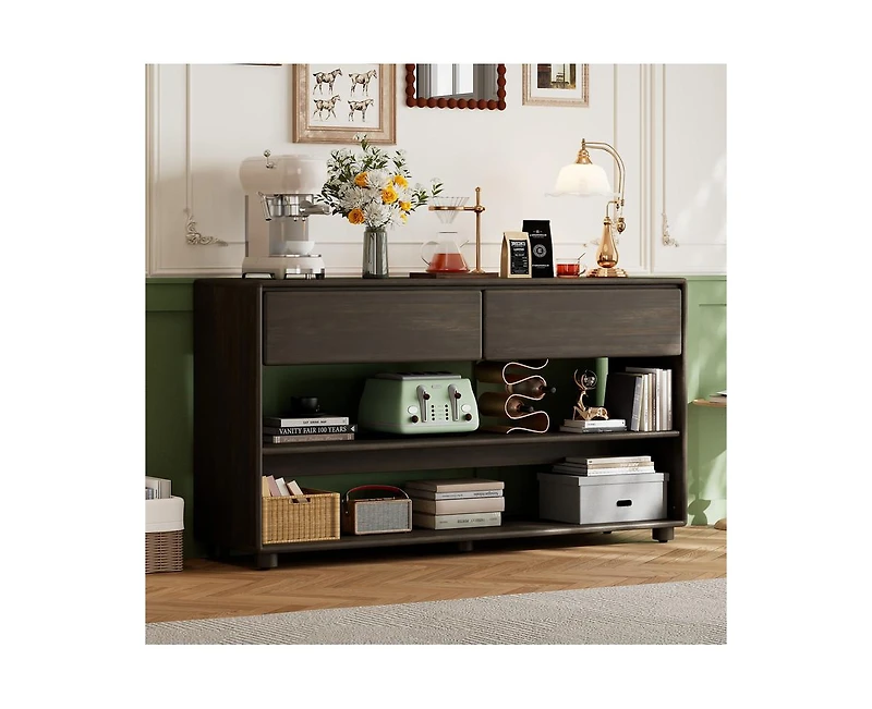 Casainc Storage Cabinet Vintage Entryway Table with Drawers and Shelves