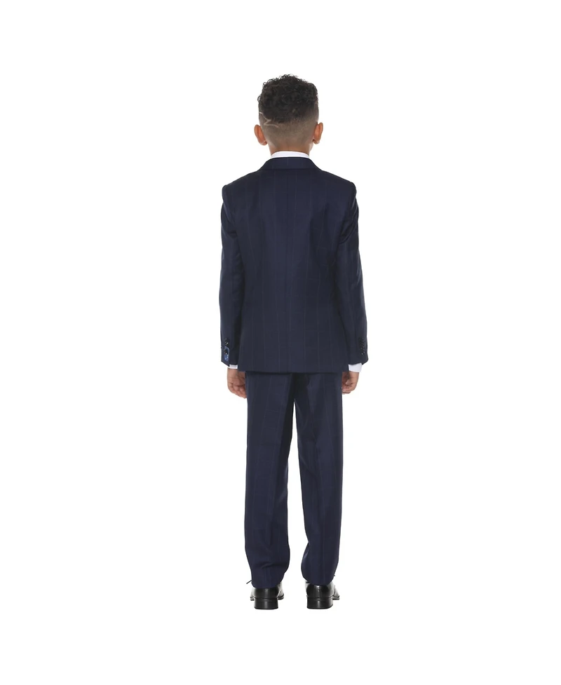Perry Ellis Little Boys 5 Piece Windowpane Suit,Vest,Pants,Shirt and Tie Set