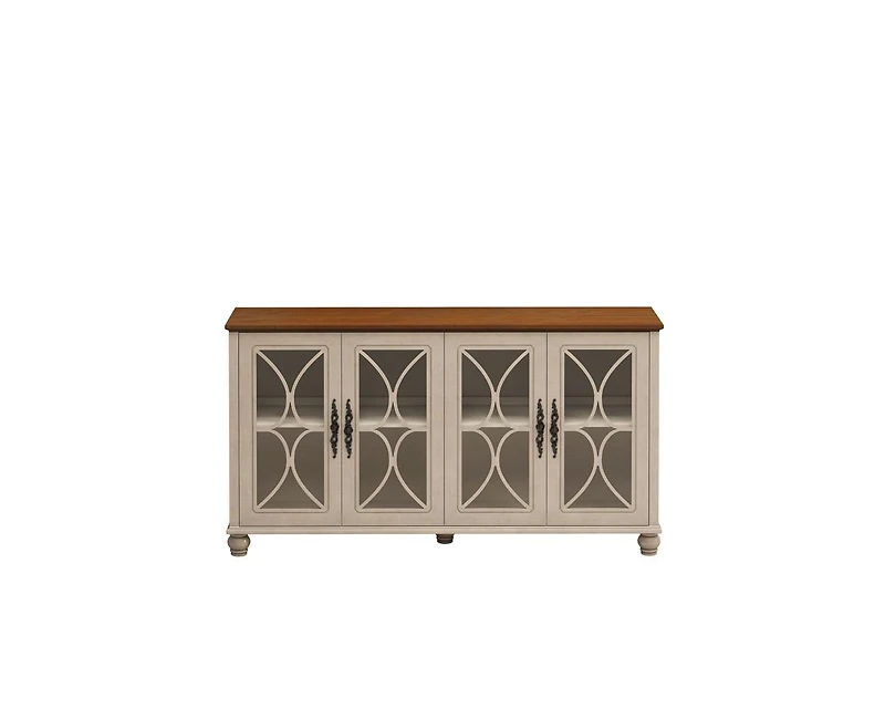 Casainc 4-Door Storage Cabinet with Tempered Glass Doors