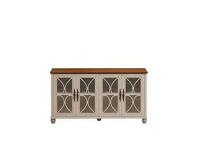 Casainc 4-Door Storage Cabinet with Tempered Glass Doors