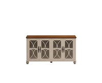 Casainc 4-Door Storage Cabinet with Tempered Glass Doors
