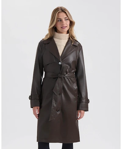 Ellen Tracy Women's Faux Leather Trench