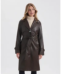 Ellen Tracy Women's Faux Leather Trench