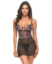 Oh La Cheri Adela Floral Sheer Babydoll