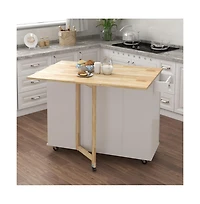 Maison Boucle 53.5" Rolling Kitchen Island Cart with Solid Wood Drop Leaf, 3 Drawers, Cabinet, Spice and Towel Rack-Maison Boucle