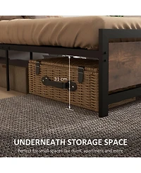 Homcom Full Bed Frame with Headboard & Footboard, Strong Metal Slat Support Bed Frame w/ Underbed Storage Space, No Box Spring Needed