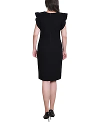 Ny Collection Women's Ruffle Sleeve Scuba Dress