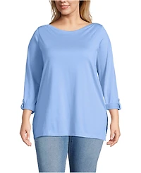 Lands' End Women's Plus Supima Cotton Adjustable 3/4 Sleeve Boatneck Tunic