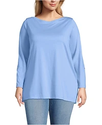 Lands' End Women's Plus Supima Cotton Adjustable 3/4 Sleeve Boatneck Tunic