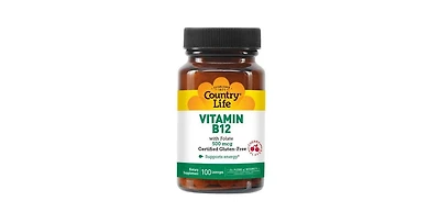 Country Life Vitamin B-12 with Folic Acid Sublingual, 500 Mcg, 100 Lozenges