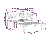 Pallet Sofa Set Natural Wood Solid Acacia Wood 52.4x36.2x27.2 in