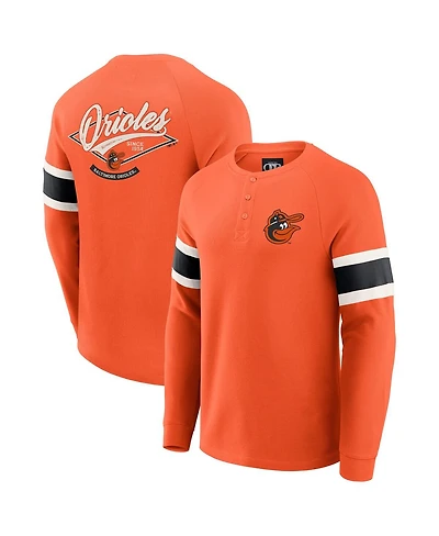 Darius Rucker Collection by Fanatics Men's Orange Baltimore Orioles Waffle-Knit Raglan Long Sleeve Henley T-Shirt