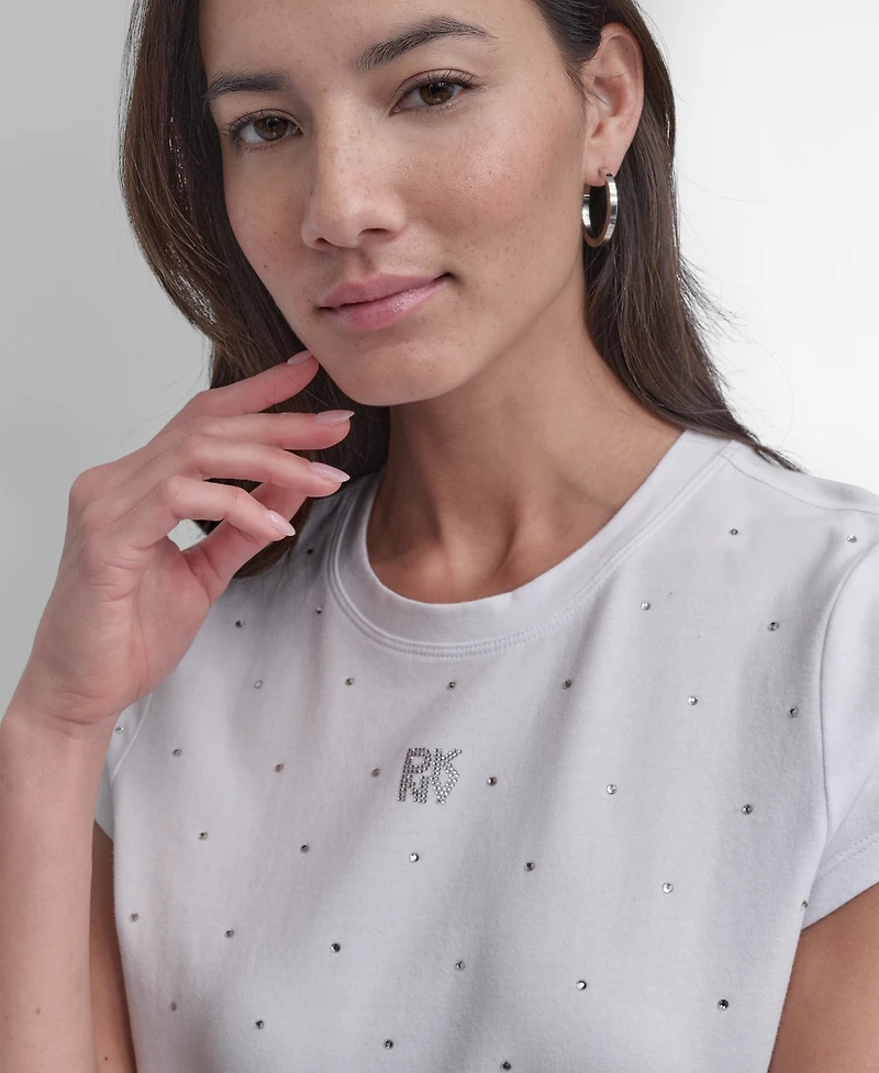 Dkny Jeans Women's Rhinestones Crewneck T-Shirt
