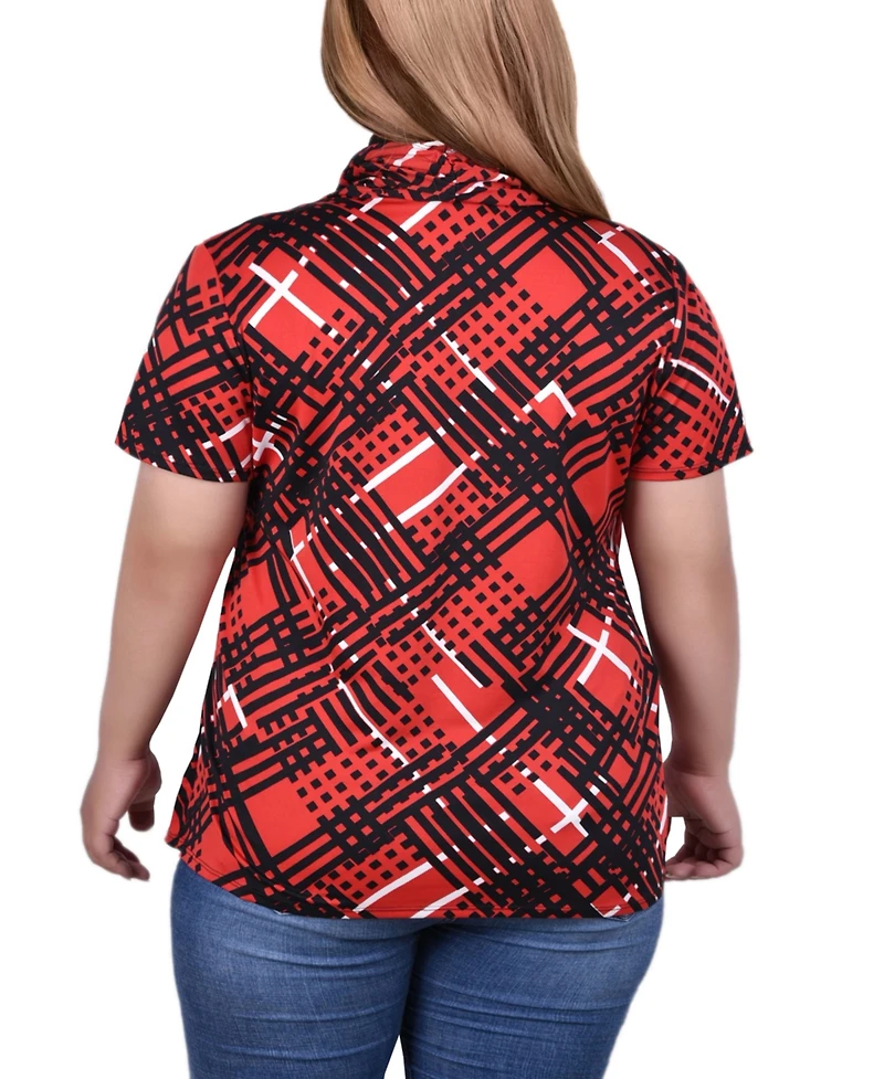 Ny Collection Plus Short Sleeve Cowl Neck Top