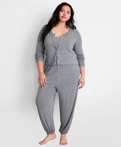 State of Day Women's 3-Piece Long-Sleeve Cardigan, Top and Pants Pajama Set, Macy's Exclusive