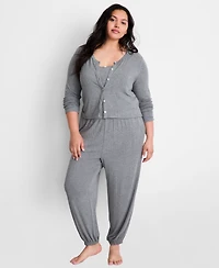 State of Day Women's 3-Piece Long-Sleeve Cardigan, Top and Pants Pajama Set, Macy's Exclusive