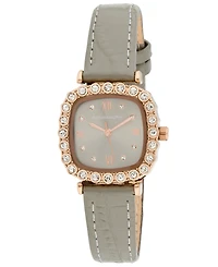 Bcbgmaxazria Women's Halo Gray Leather Strap Watch, 28mm