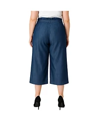 Standards & Practices Plus Paper Bag Waist Tencel Wide Leg Cropped Pants