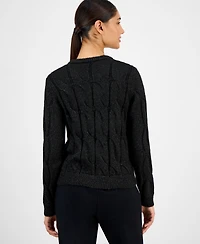 T Tahari Women's Metallic Cable-Knit Cardigan