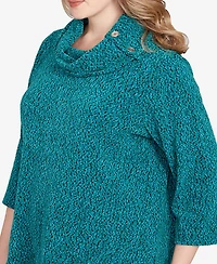 Ruby Rd. Plus Spacedye Chenille Split Cowl Neck Top