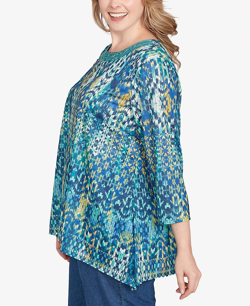 Ruby Rd. Plus Embroidered Kaleidoscope Knit Top