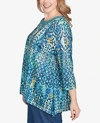 Ruby Rd. Plus Embroidered Kaleidoscope Knit Top