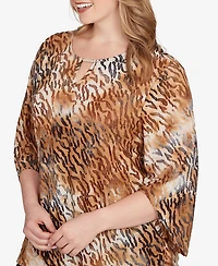 Ruby Rd. Plus Tie Dye Zebra Jacquard Textured Top