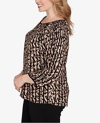 Ruby Rd. Plus Gored Texture Animal Print Sweater