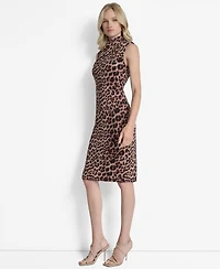 Dkny Petite Sleeveless Twisted Mock Neck Midi Dress