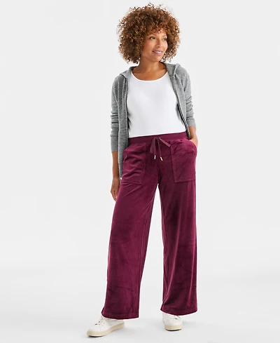 Style & Co Women's Wide-Leg Velour Lounge Pants, Macy's Exclusive